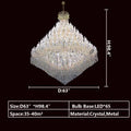 Extra Large Traditional Luxury Multi-tiers Candle Branch Raindrop Crystal Pendant Chandelier