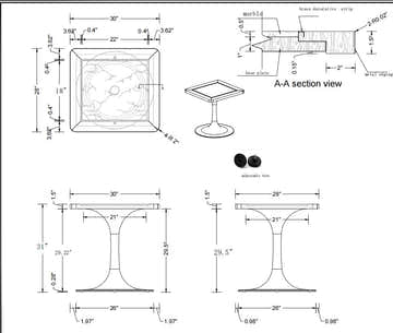 Restaurant Project---Square dining table