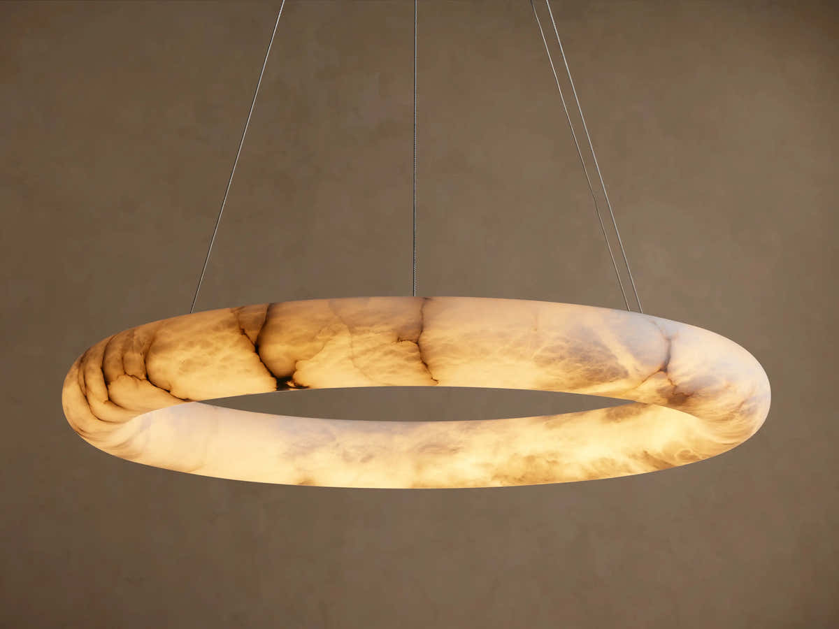 Halima Halo Alabaster Chandelier 36" 48"