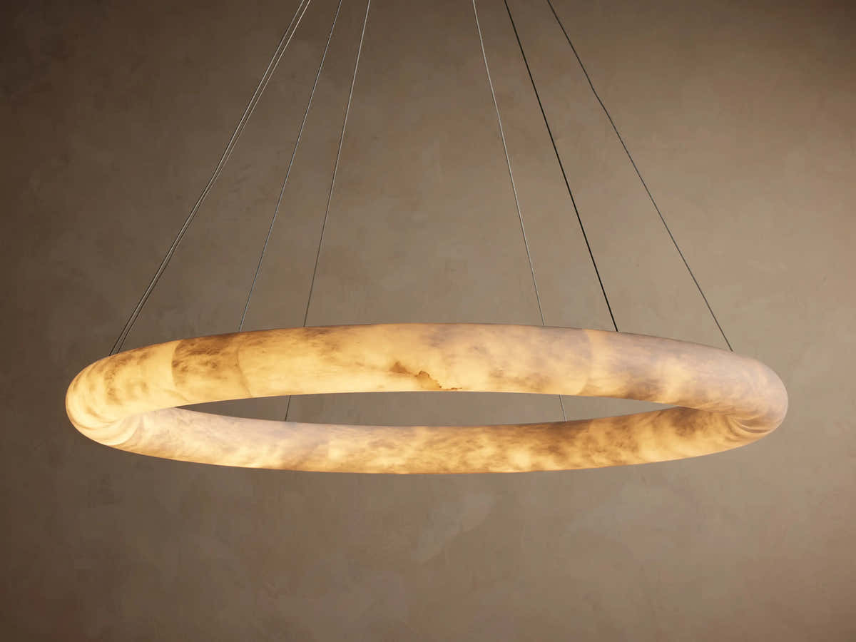 Halima Halo Alabaster Chandelier 36" 48"