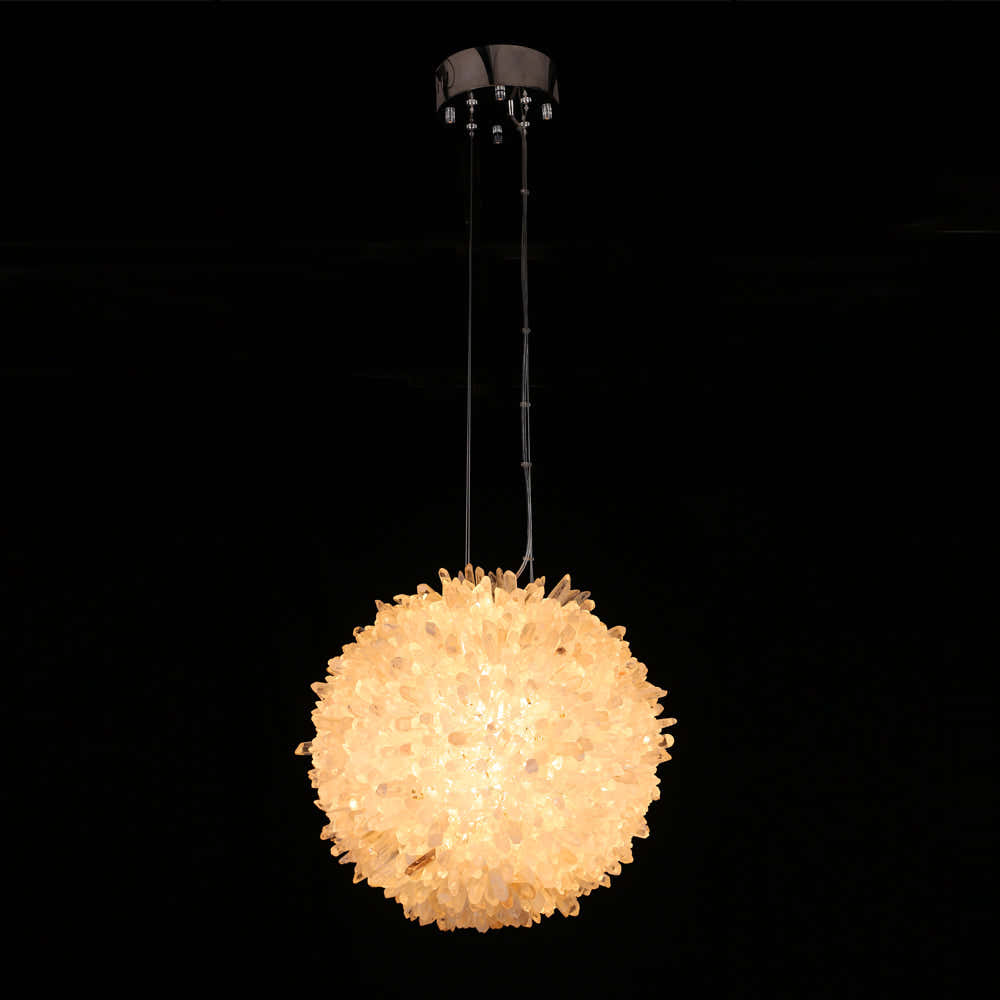 Clear Geode Quartz Crystal Ball Modern Pendant Light