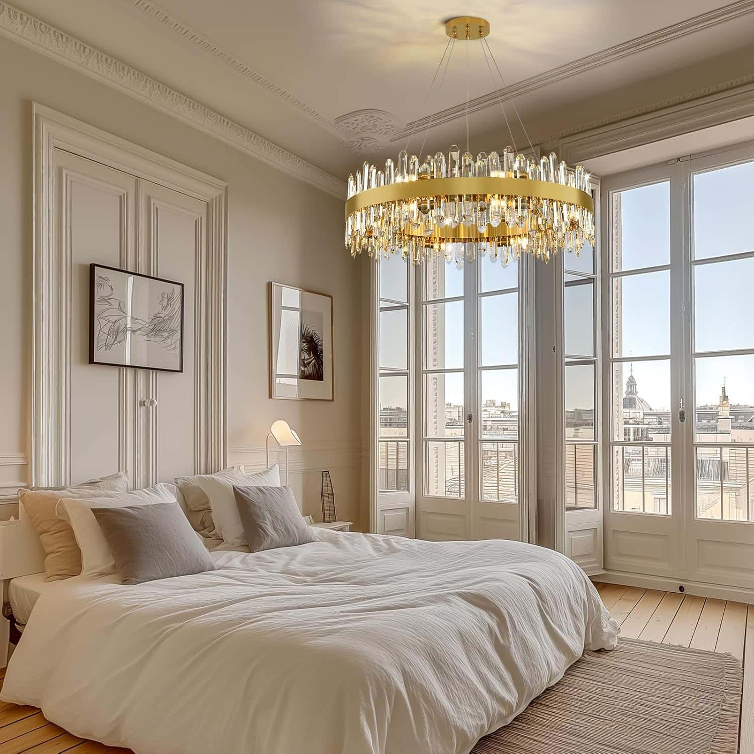MDEGLYO Modern Crystal Round Chandelier