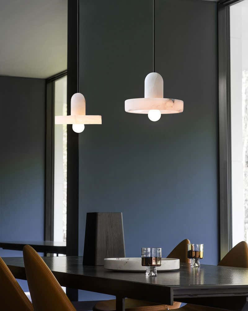 White Alabaster Kitchen Island Pendant Lamp