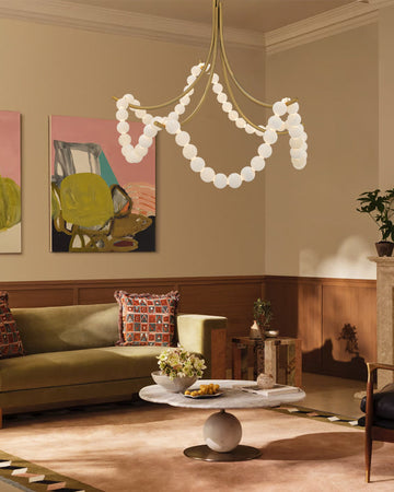 Cluster String Alabaster Beads Semi Flush Chandelier