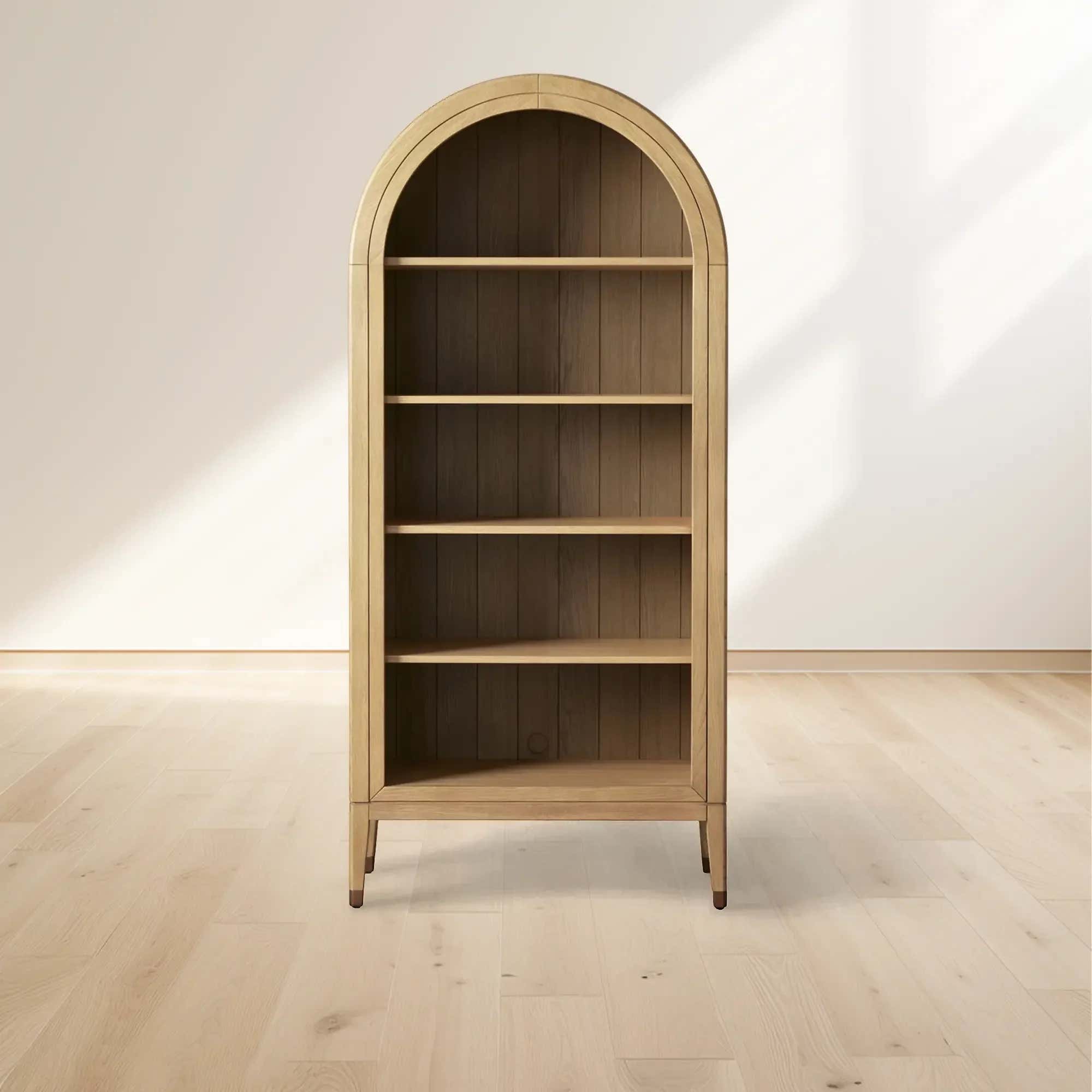 Hattie Open Bookcase in Oak 36"W 46"W