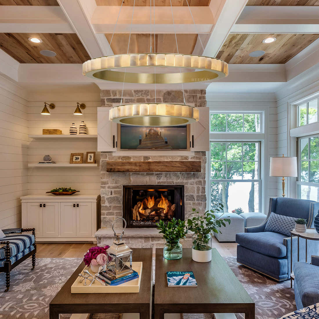 Avalon Alabaster 2 Layer Chandelier