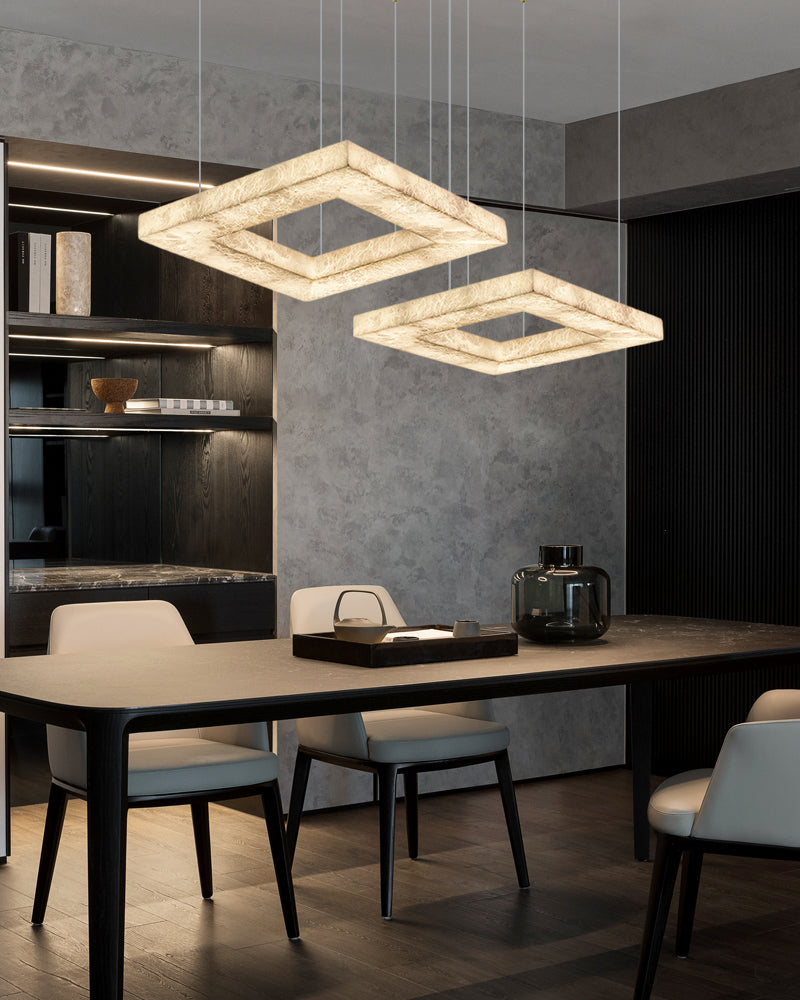 Square/Rectangle Large Alabaster Pendant Lamp,20
