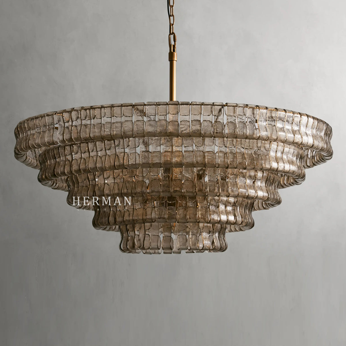 Amor 5-Tier Ghiaccio Glass Pendant Round Chandelier 48"