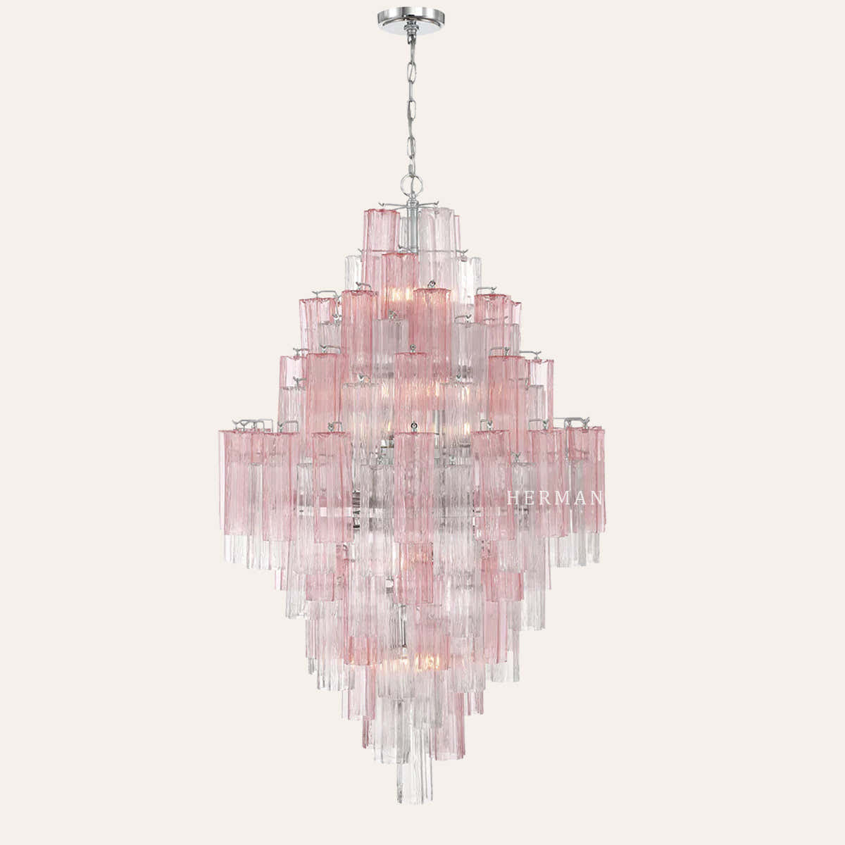 Addis Murano Glass Diamond Chandelier 50"H