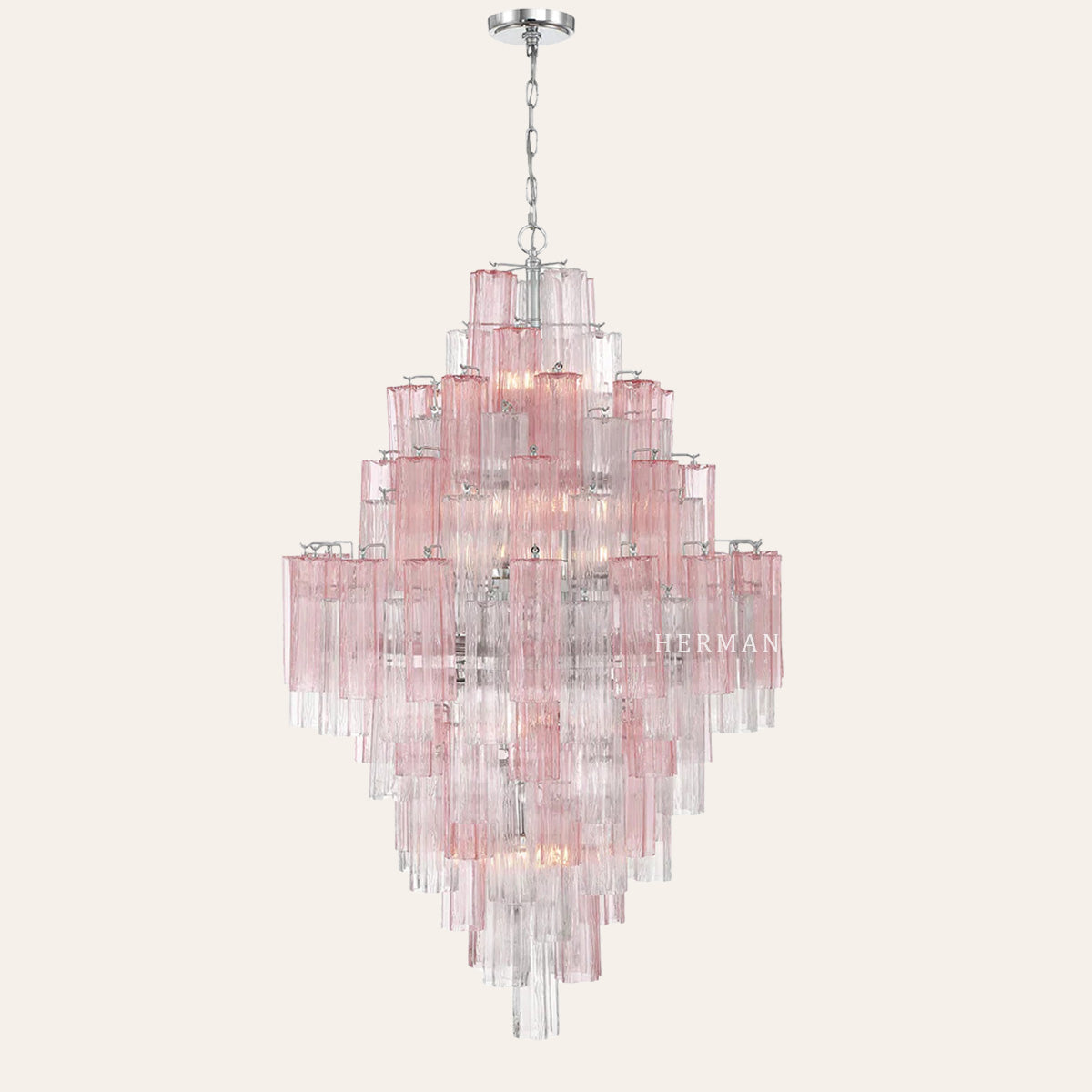 Addis Murano Glass Diamond Chandelier 49"H