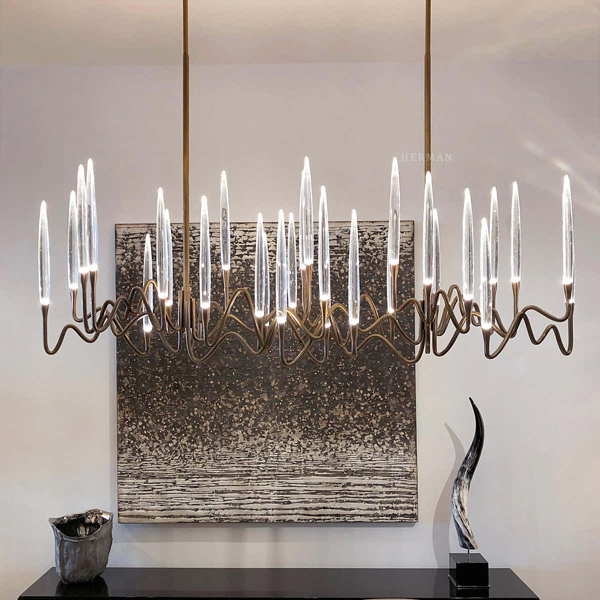 Pezzo Crystal Long Chandelier L78'' 59''  40''