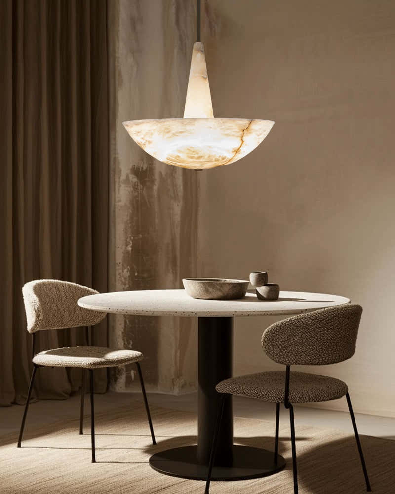 Domus Alabaster Round Bowl Ceiling Pendant Light 20in 28in