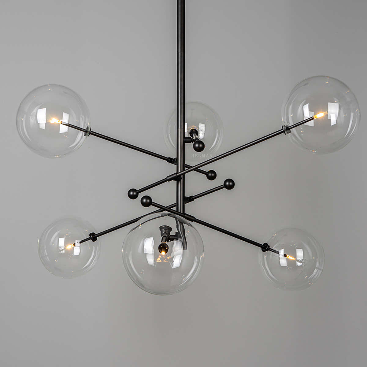 Aero Vertical Glass Globe Chandelier 6 - Light 55.63"