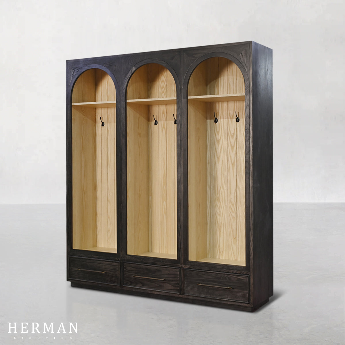 Hattie Triple Entryway Cabinet in Oak 69.75"W
