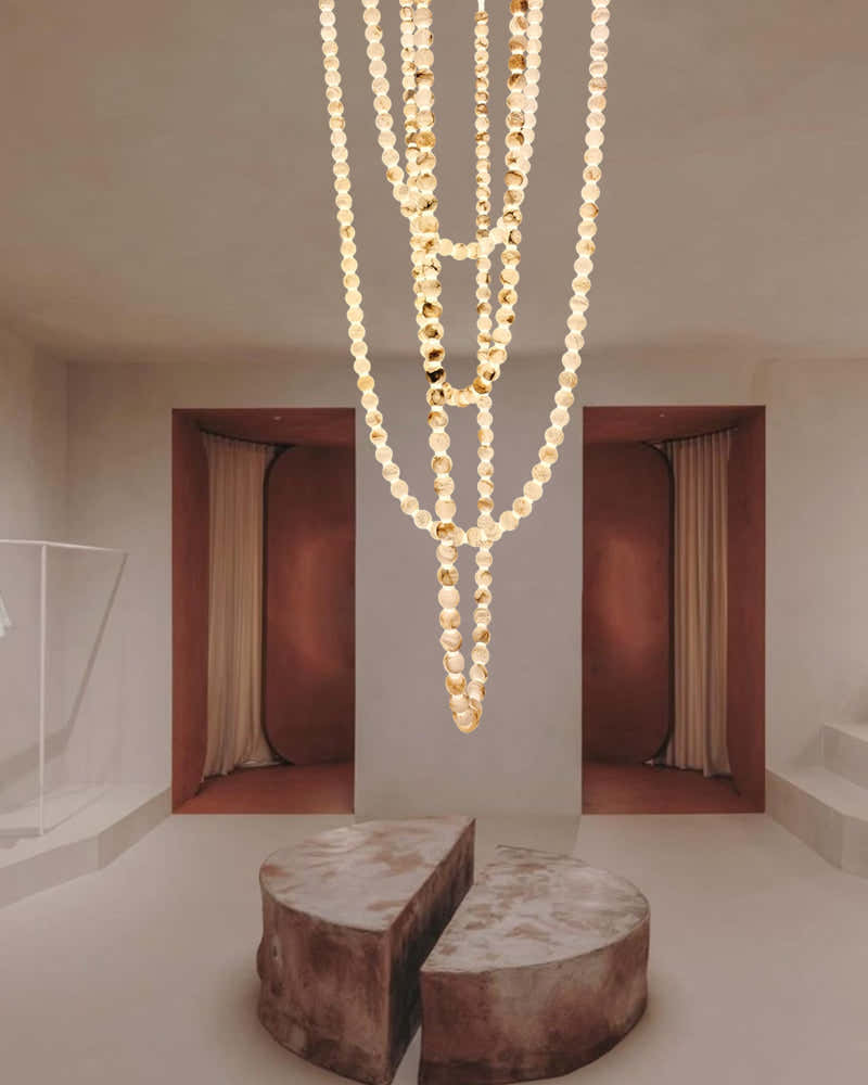 Modern LED Natural Alabaster Globes Beads Hanging Chandelier Indoor Lighting Fixture