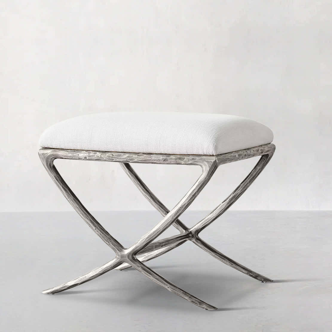 Hand-Forged Metal X-base Stool