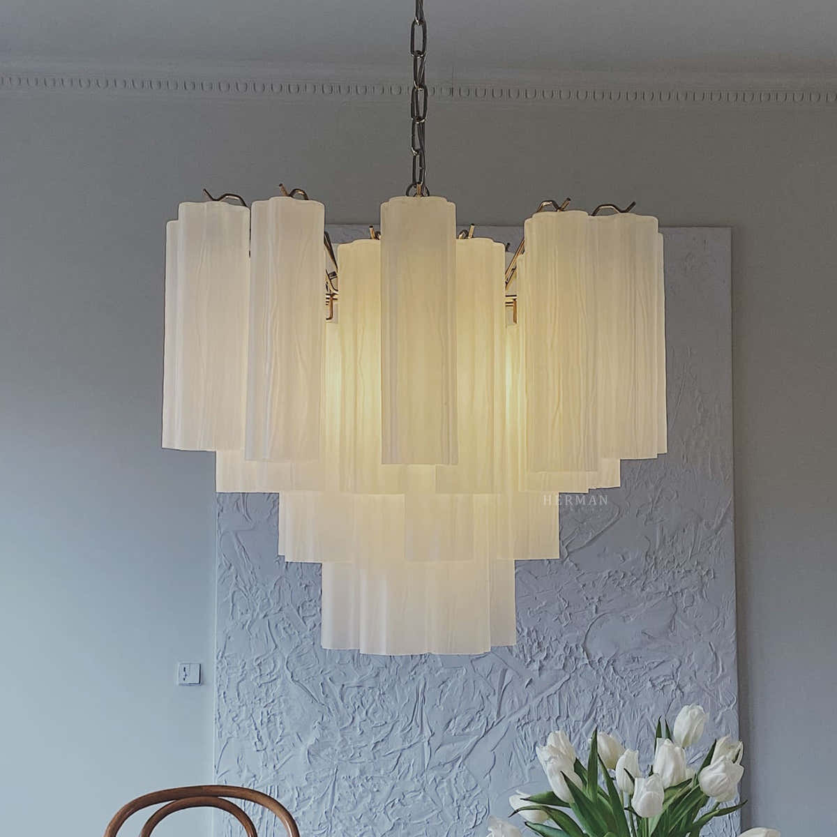Murano Chandelier – 36 tubes – Matte white