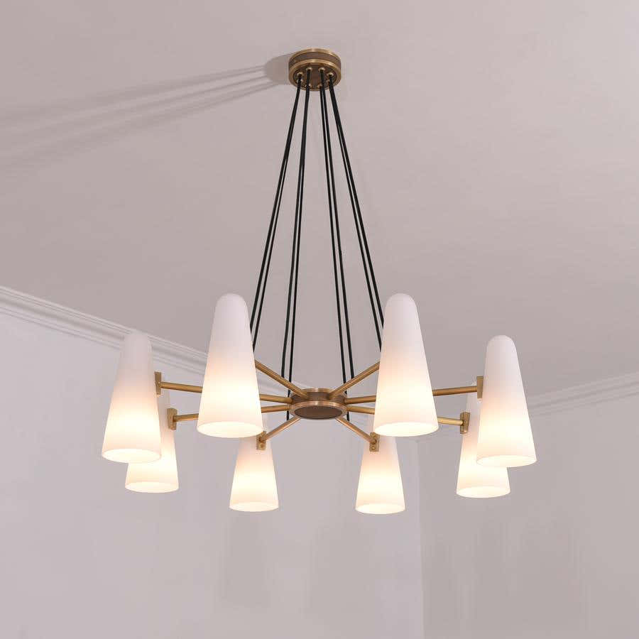 Sulis White Ceramics Round Chandelier 36", 8-lights