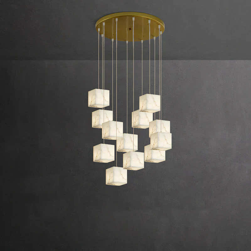 Alabaster Cubic Linear Chandelier