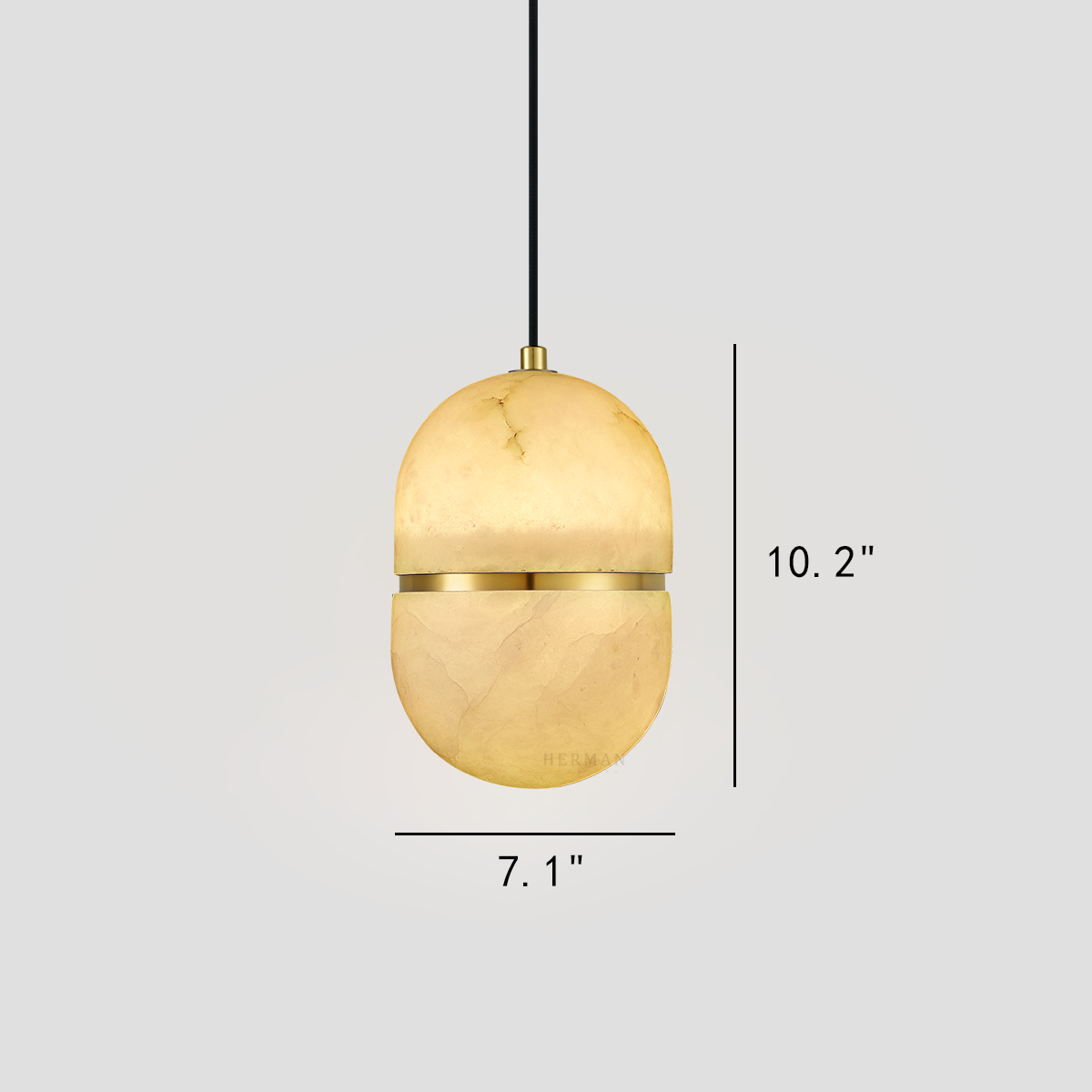 Alabaster Oval Pendant 5.9" D 7.1" D