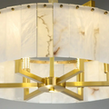 Alabaster Brass Round Chandelier Lighting