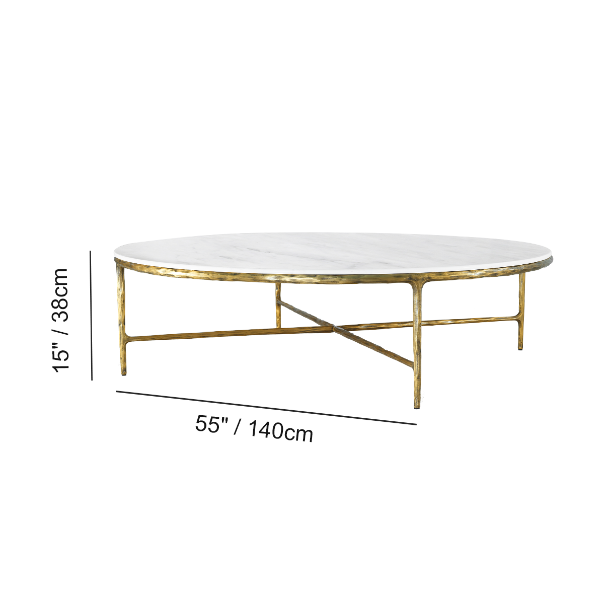 Hand-Forged Metal Marble Round Coffee Table 36" 55"