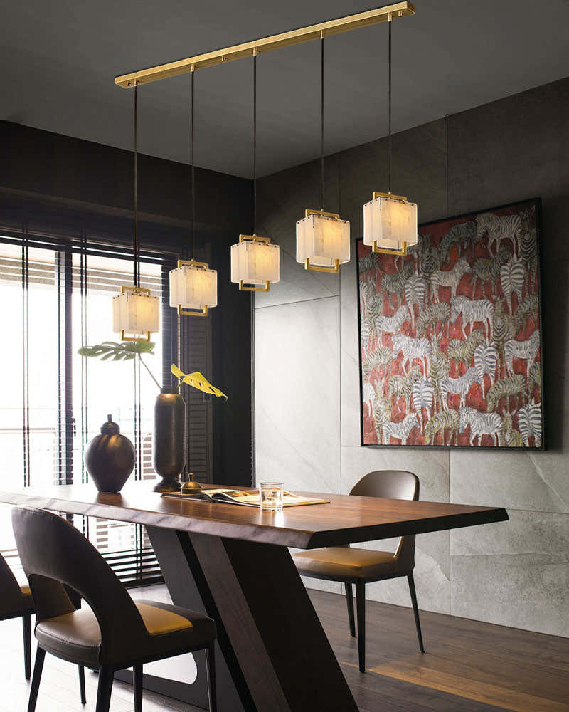 Elegant Cluster Alabaster Dome Suspension Light Lacquered Burnished Brass for hallway