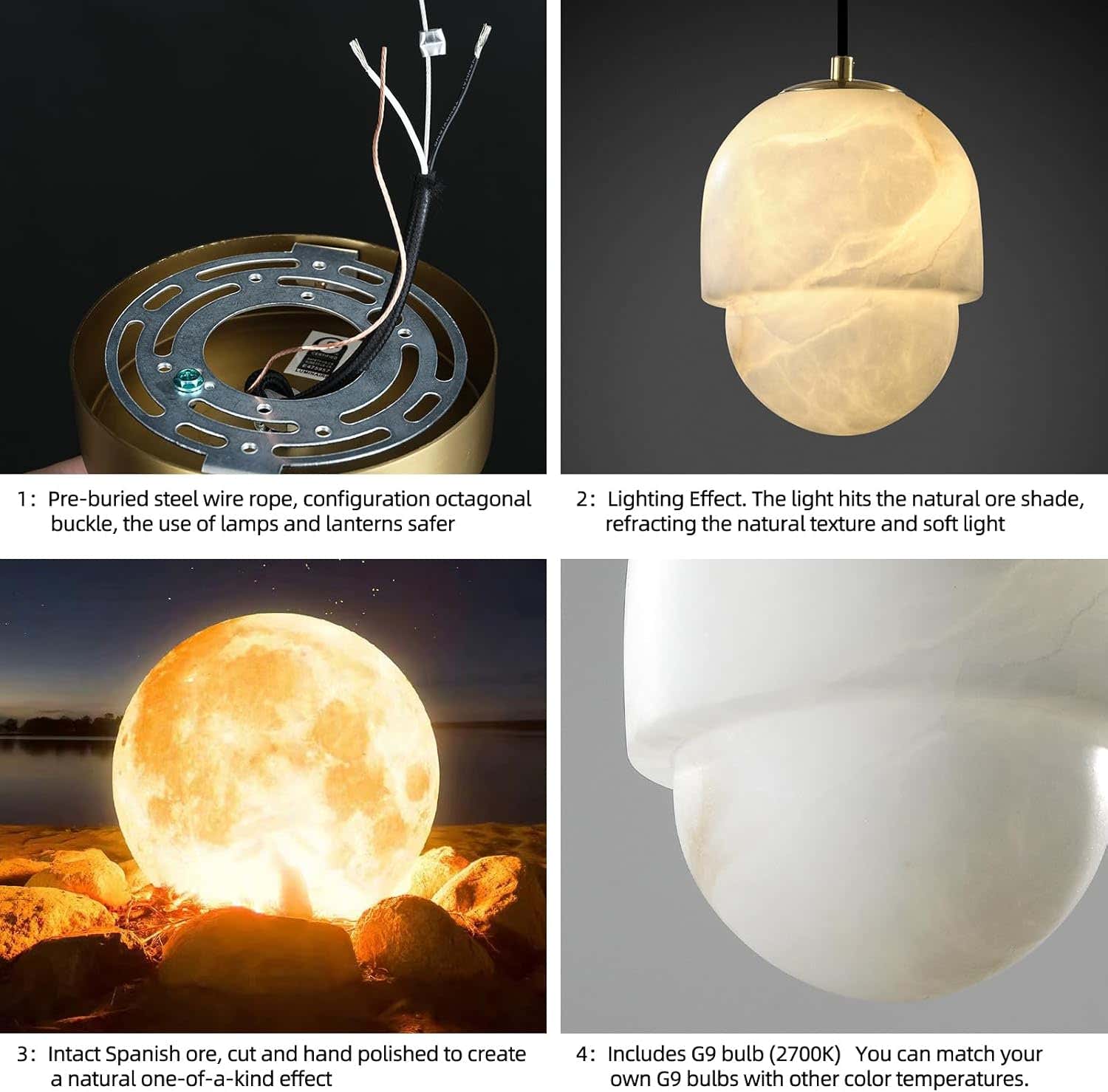 Alabaster Pendant Lights Kitchen Island - Fast Delivery-1-Luxehomezone