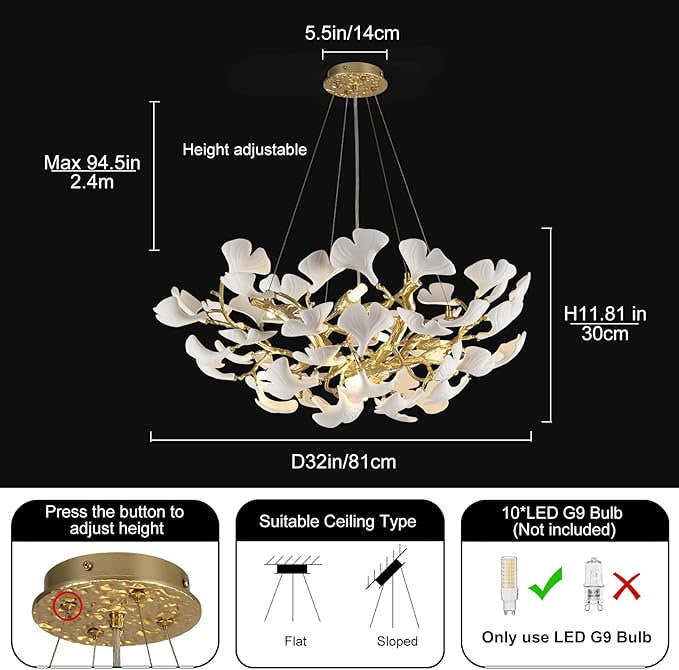 Ginkgo Round Chandelier 32"