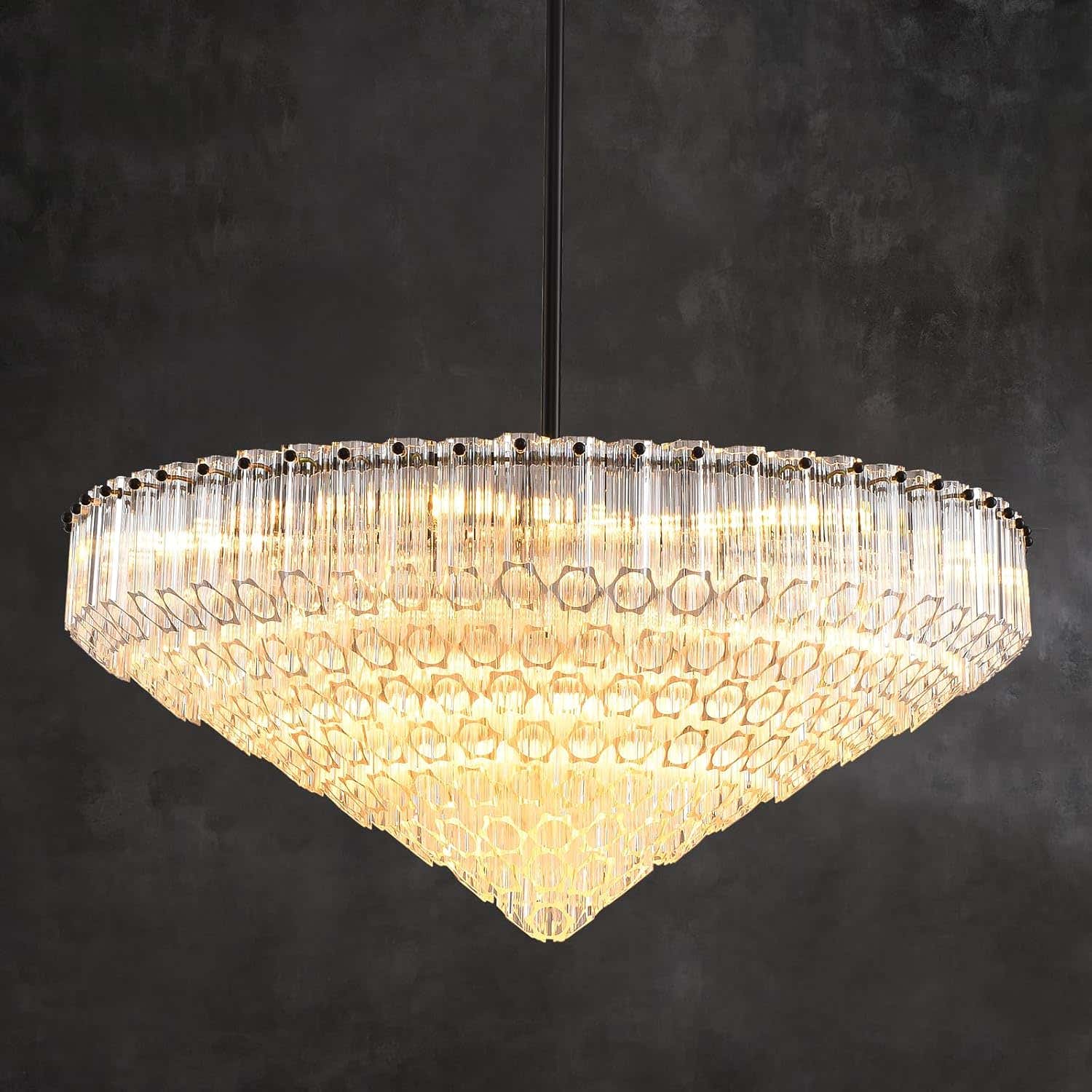MDEGLYO Modern Amber and Clear Glass Chandelier 14" 32" 43"