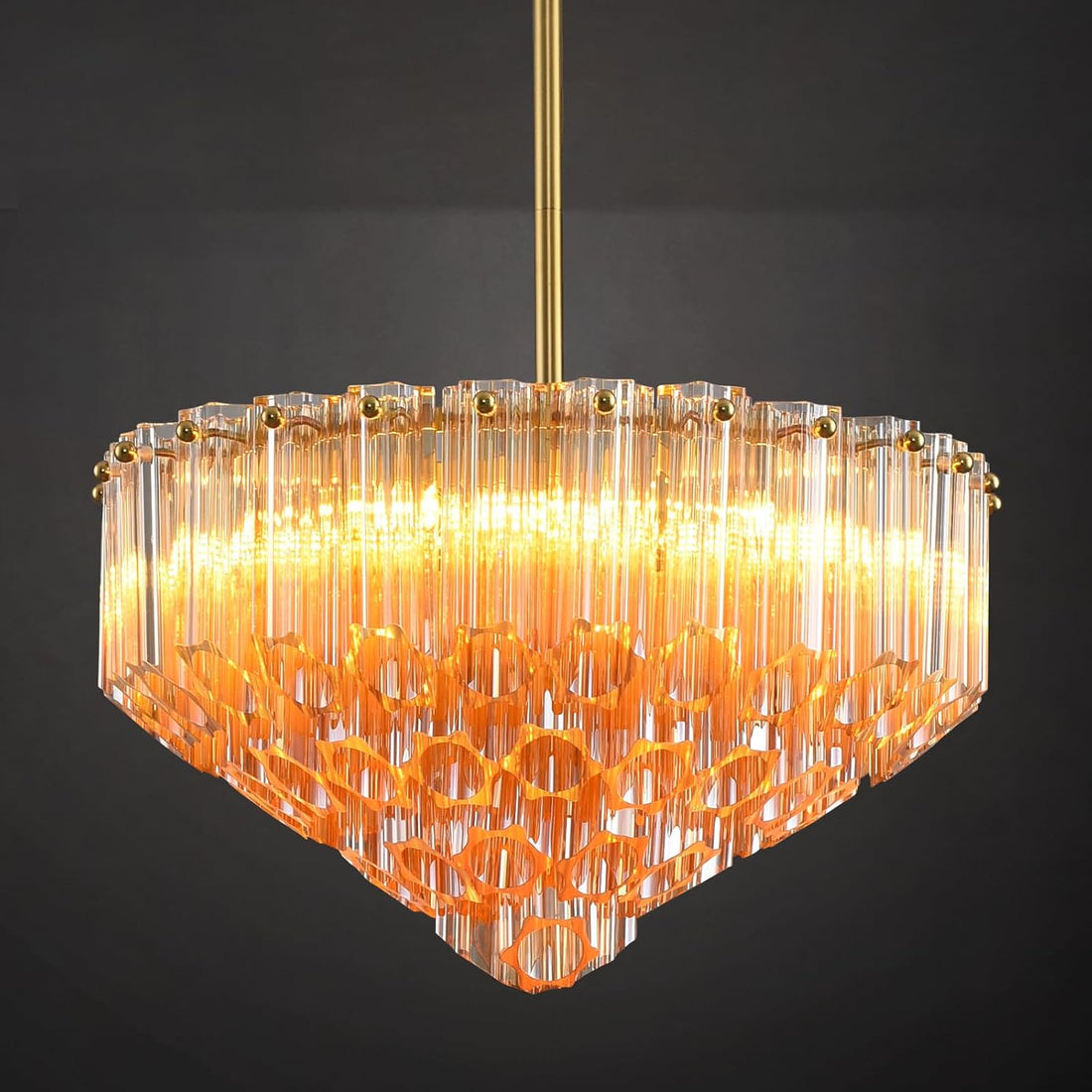 MDEGLYO Modern Amber and Clear Glass Chandelier