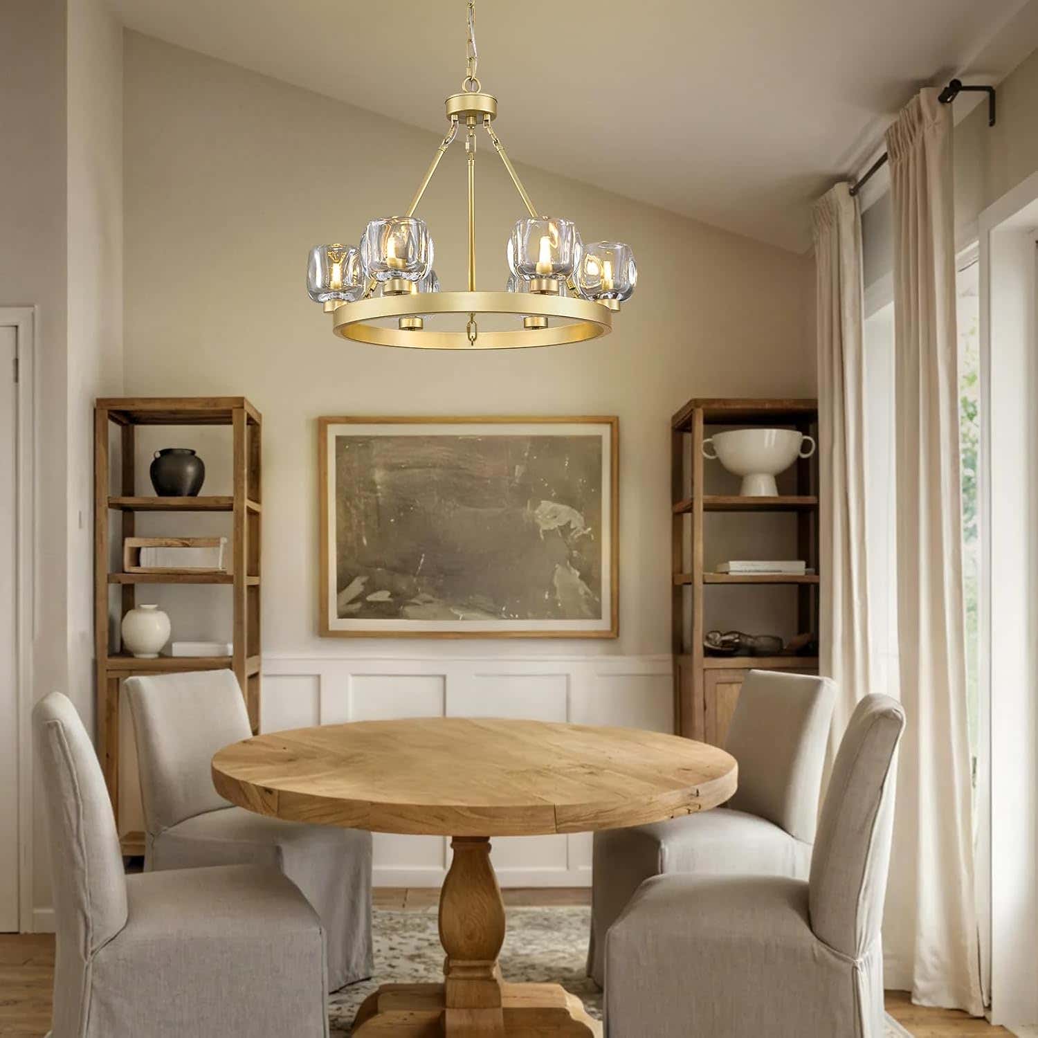 Modern Crystal Farmhouse Wagon Wheel Chandeliers for Dining Room