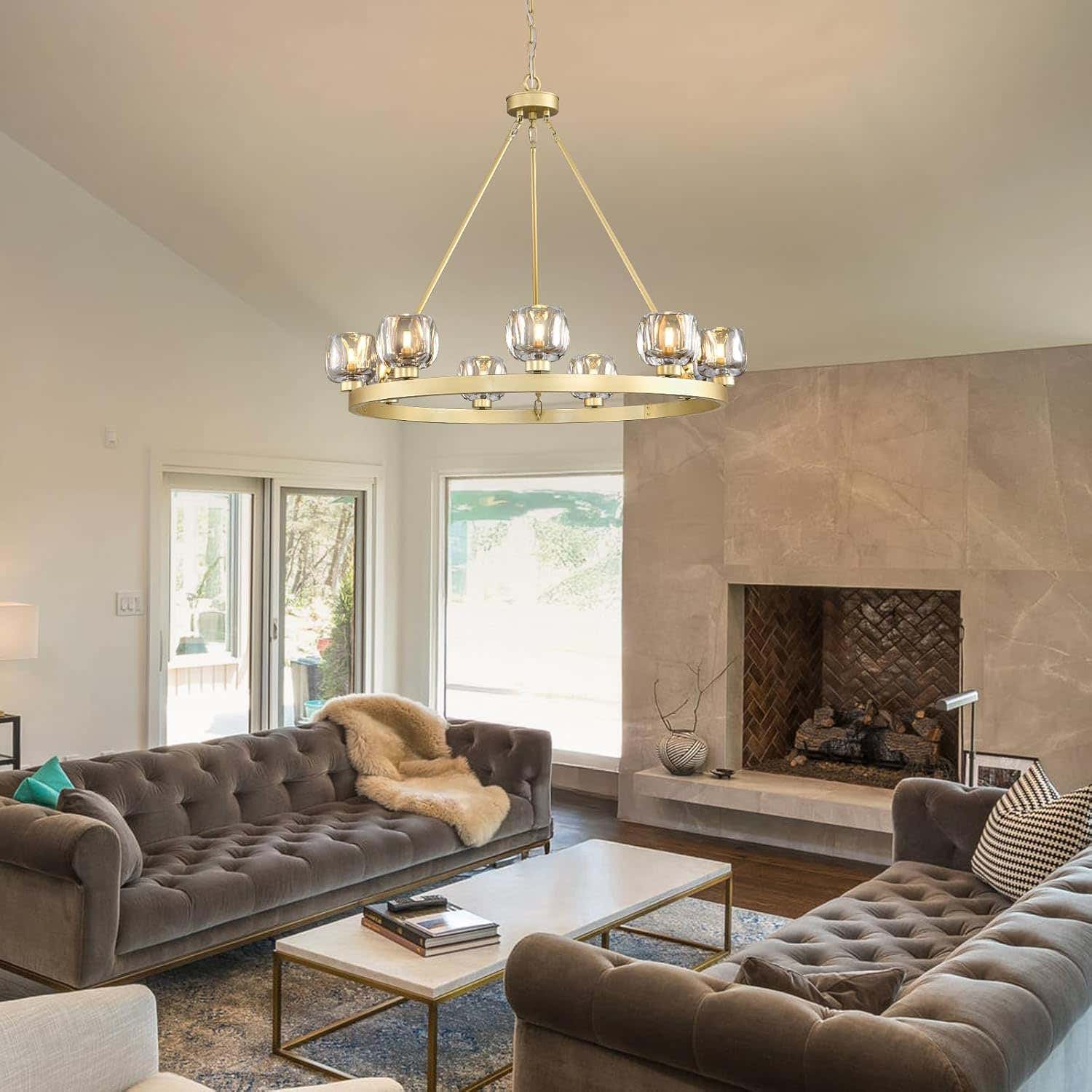 Modern Crystal Farmhouse Wagon Wheel Chandeliers for Dining Room