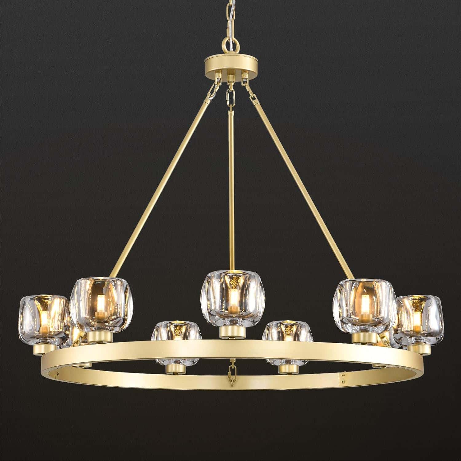 Modern Crystal Farmhouse Wagon Wheel Chandeliers for Dining Room