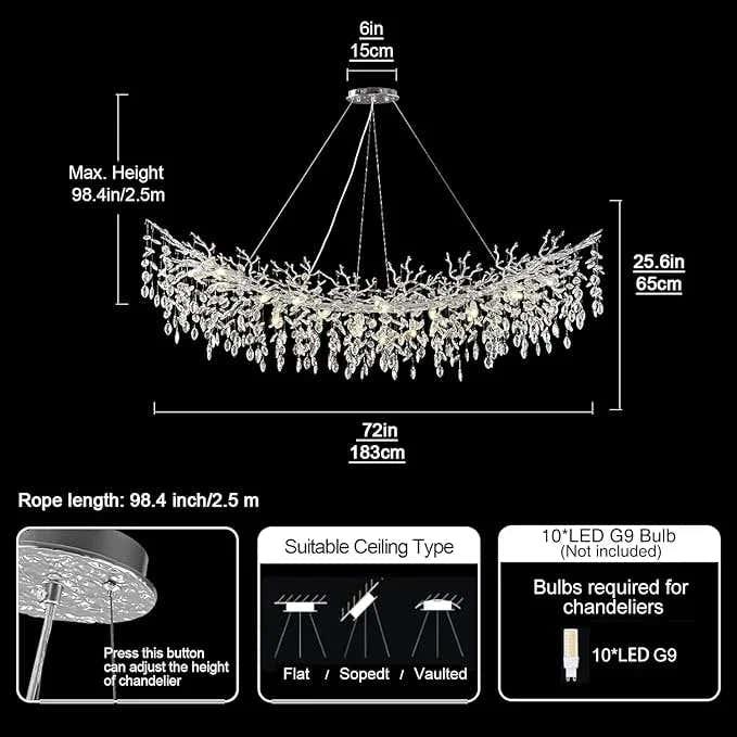 Solara Rectangular Tree Branch Chandelier 55" 72" Tree Branch