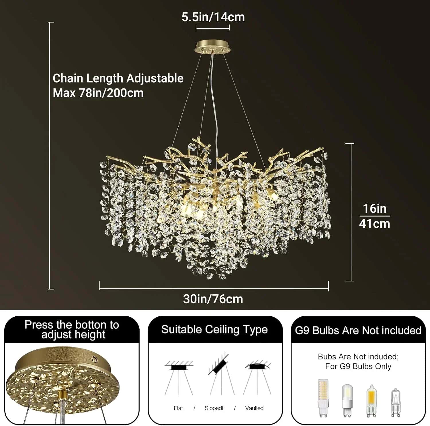 Solara Round Tree Branch Chandelier 30" 40" 55" Tree Branch