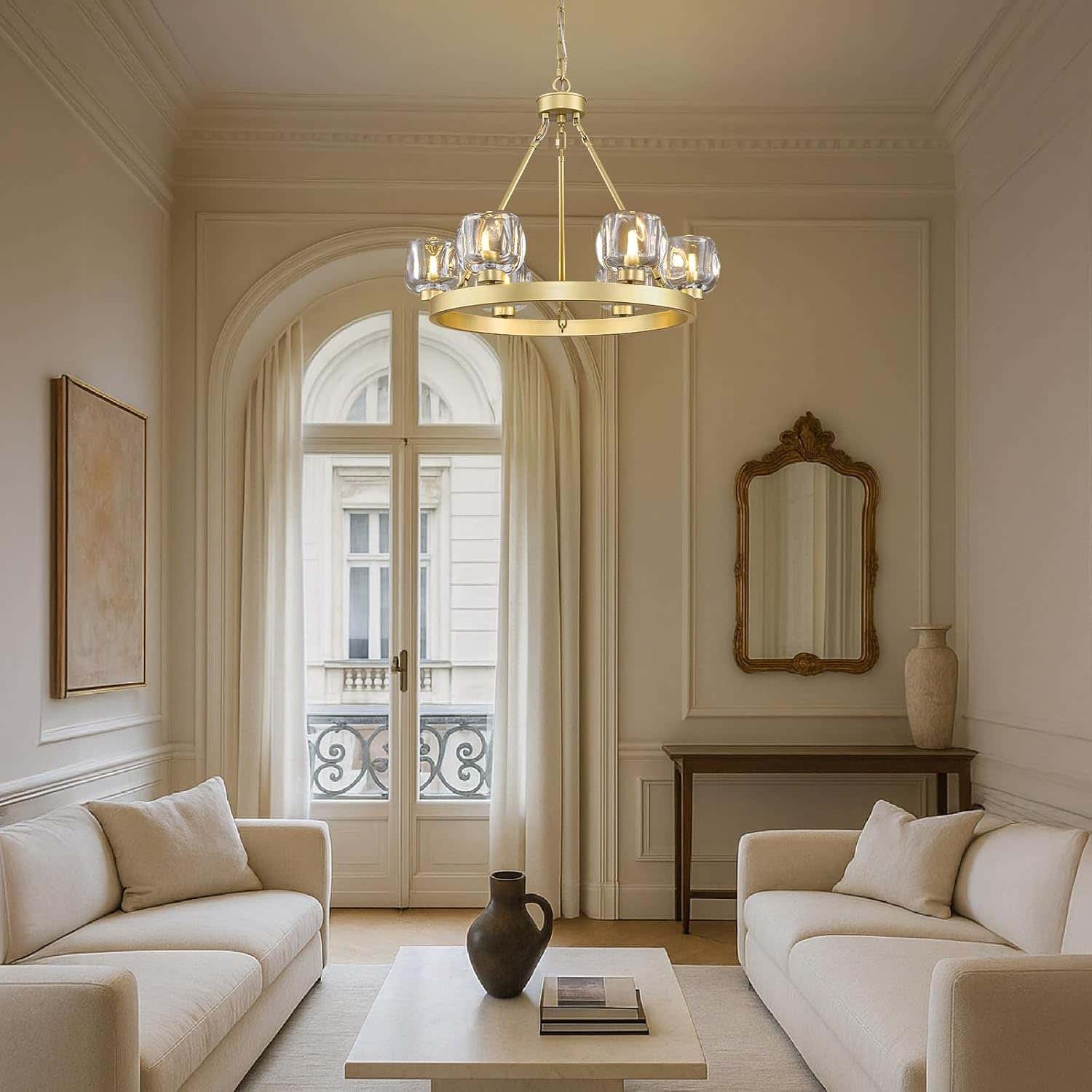 Modern Crystal Farmhouse Wagon Wheel Chandeliers for Dining Room