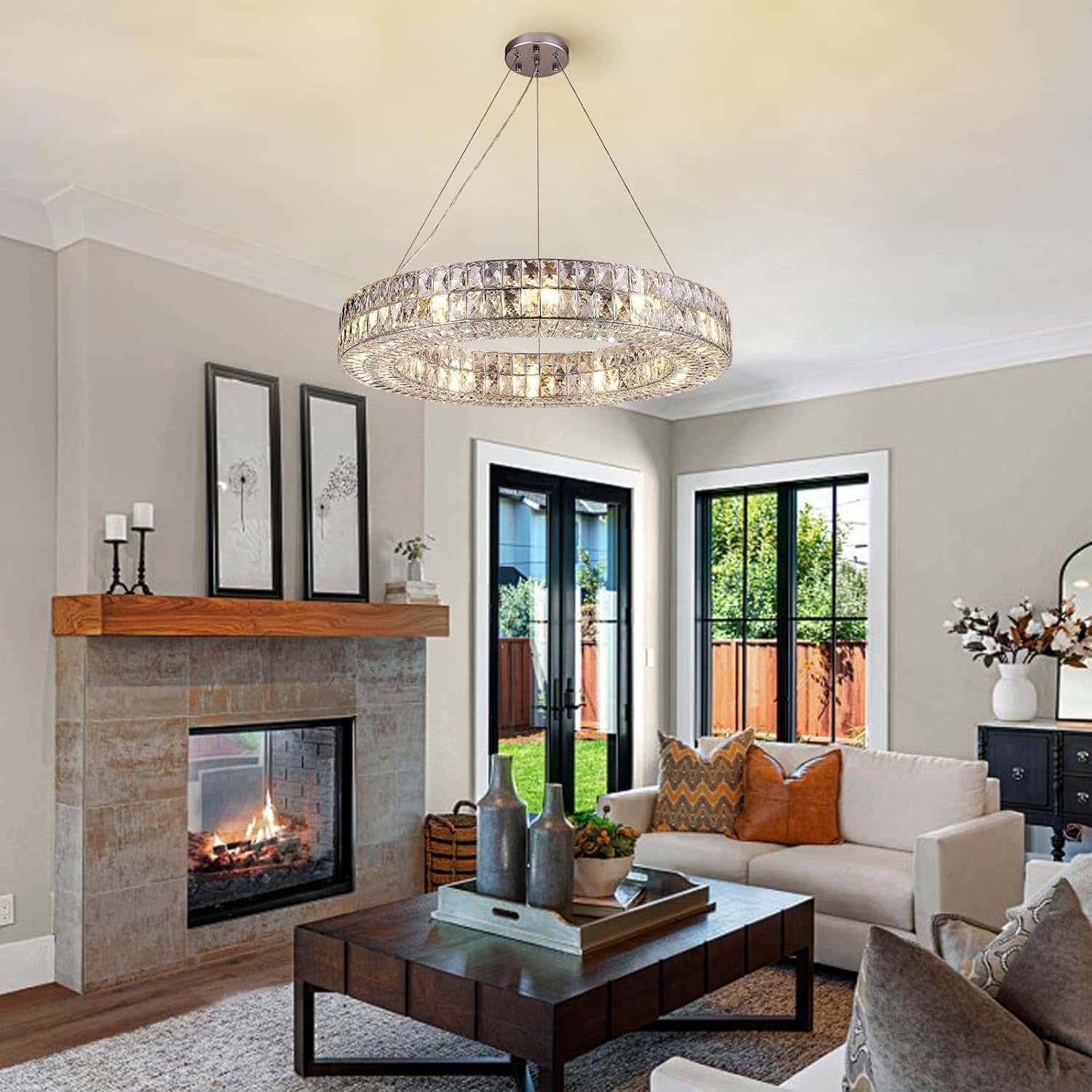 K9 Crystal Round/Rectangular Chandelier 32"