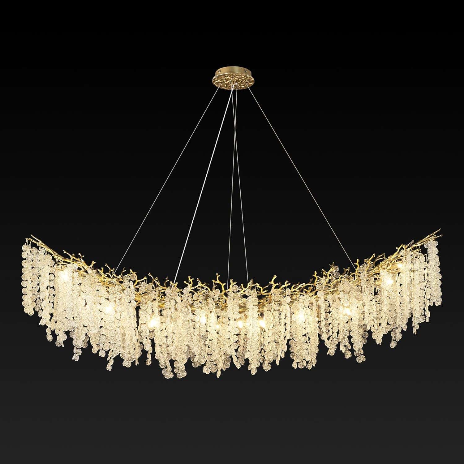 Modern Silver Crystal Glass Tree Branchs Chandelier 55" 72" - Fast Delivery-1-Luxehomezone