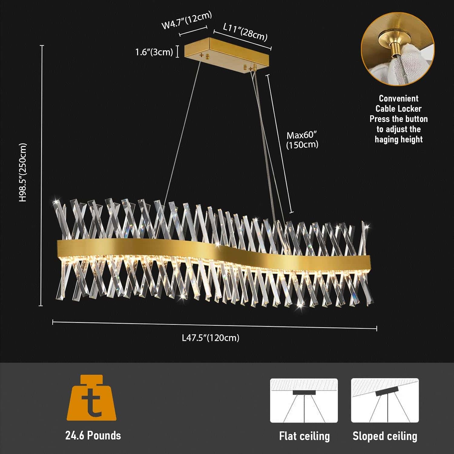 MDEGLYO Modern Crystal Chandelier
