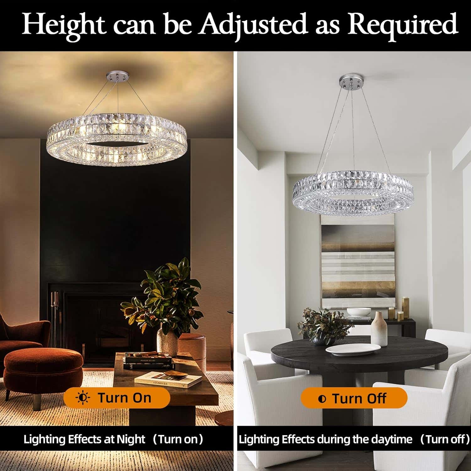 K9 Crystal Round/Rectangular Chandelier 32"