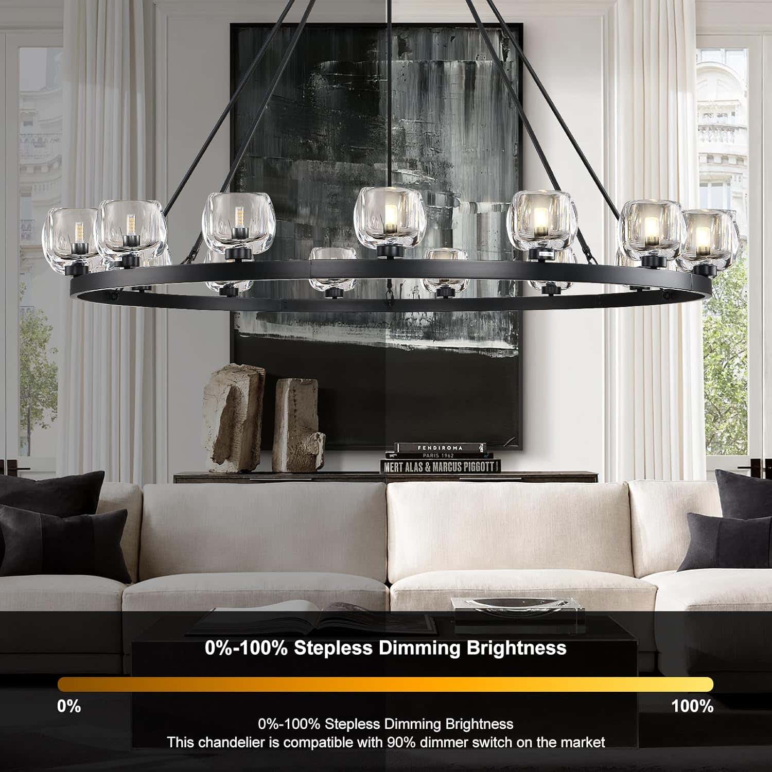 Modern Crystal Farmhouse Wagon Wheel Chandeliers for Dining Room