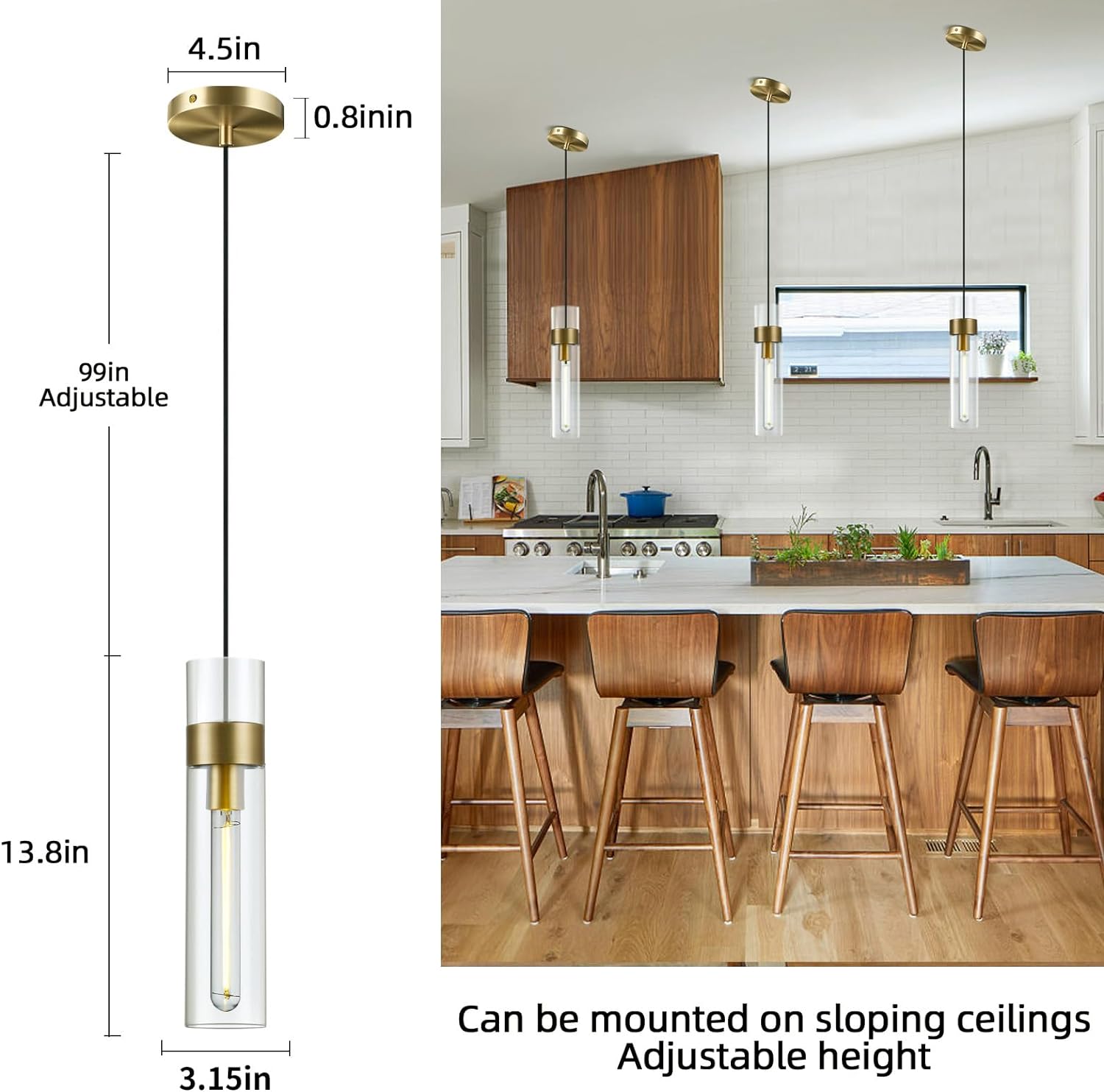 Modern Glass Brass Pendant Lights Kitchen Island - Fast Delivery-1-Luxehomezone