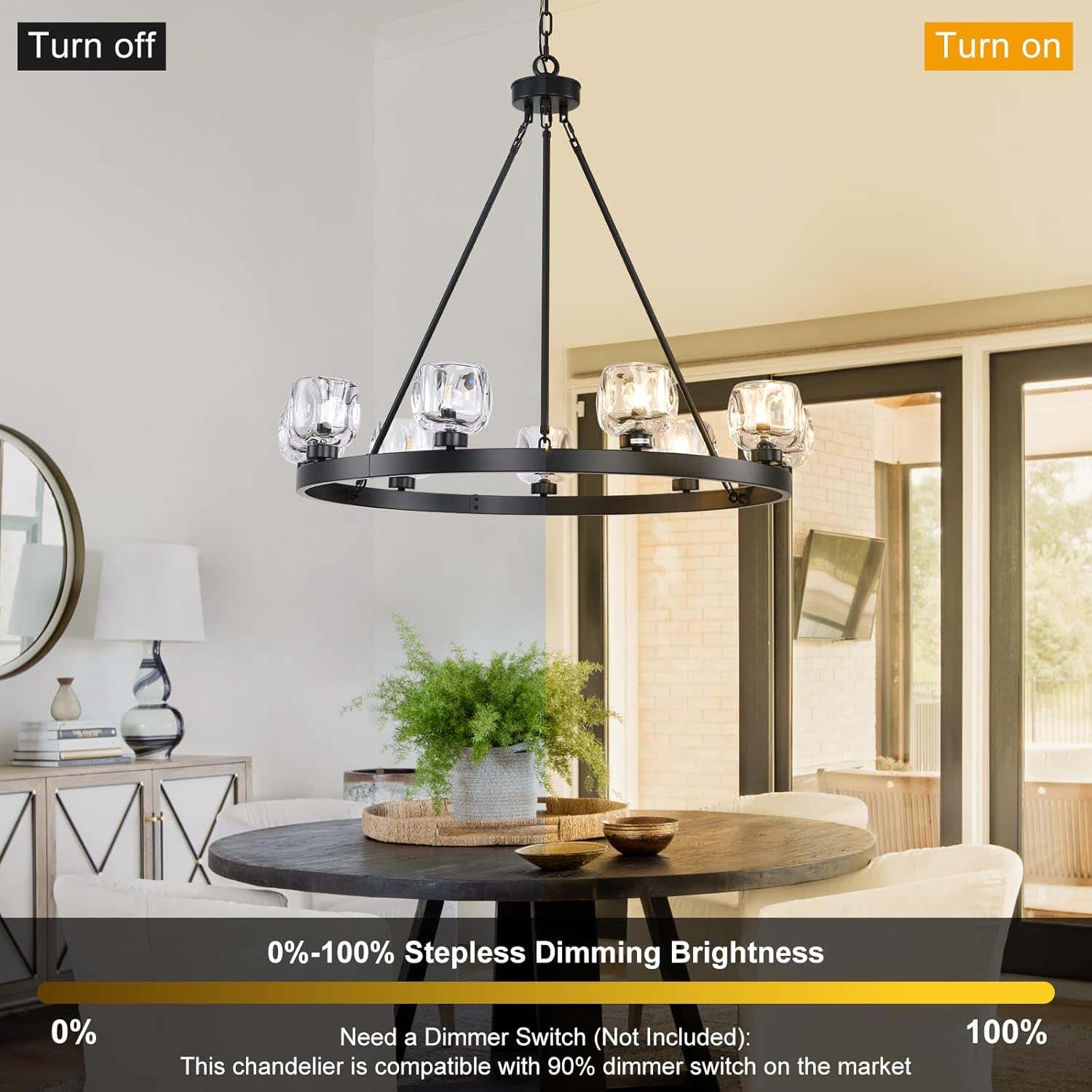 Modern Crystal Farmhouse Wagon Wheel Chandeliers for Dining Room