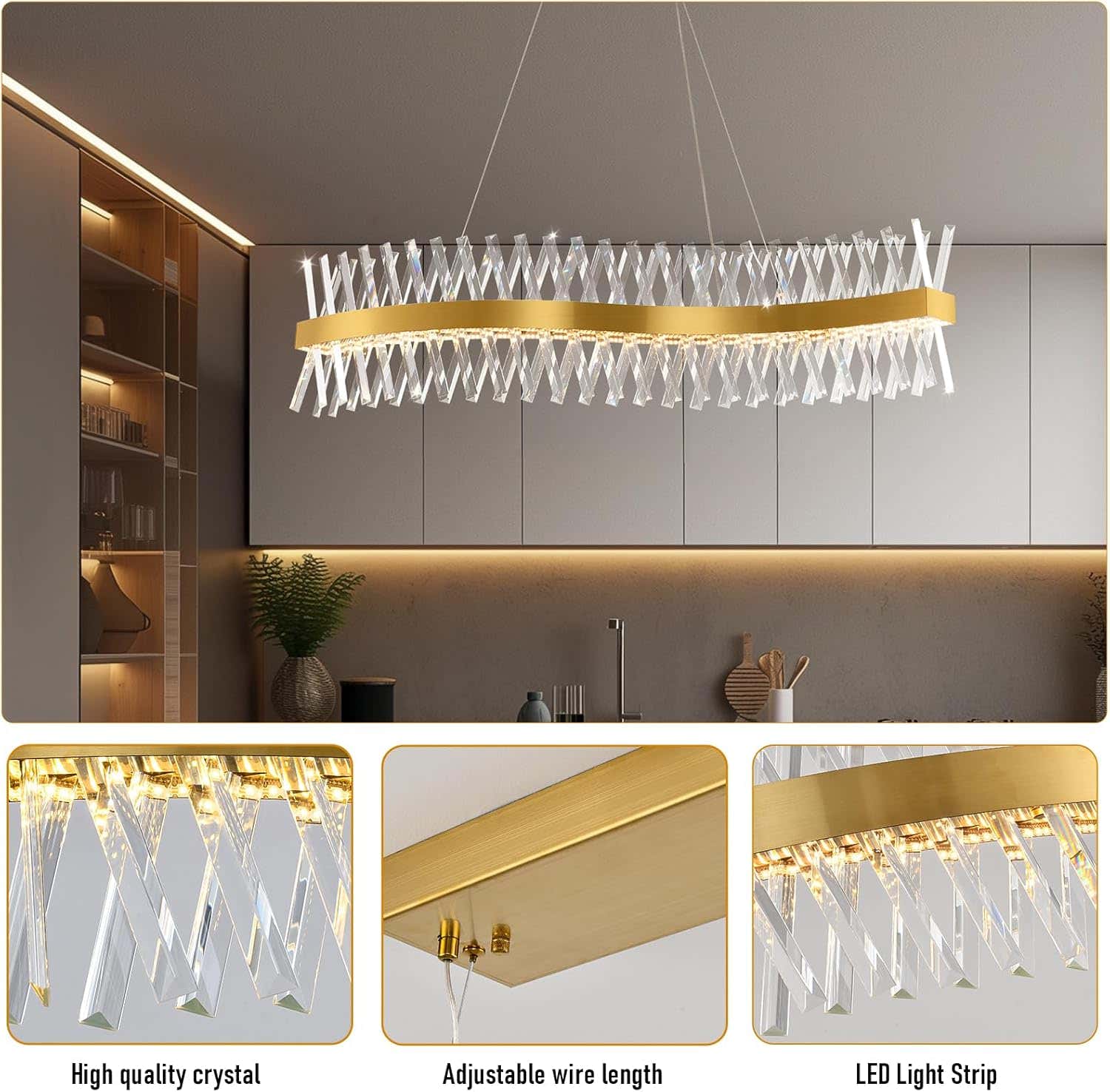 MDEGLYO Modern Crystal Chandelier