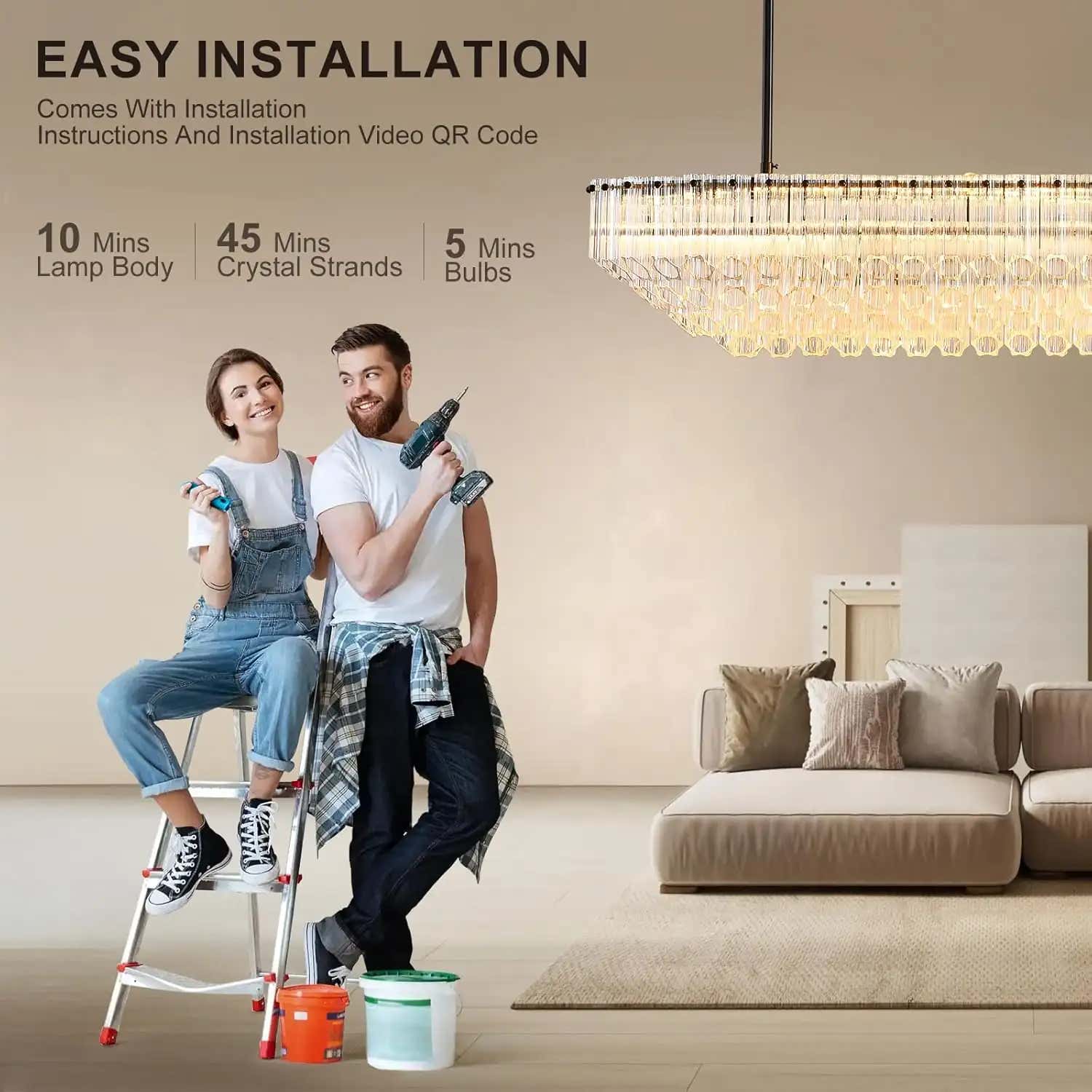 $5000+ Purchase Gift | Clear Glass Linear Chandelier 43"