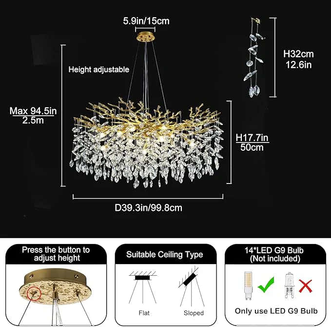 Solara Rectangular Tree Branch Chandelier 21" 30" 40" Tree Branch