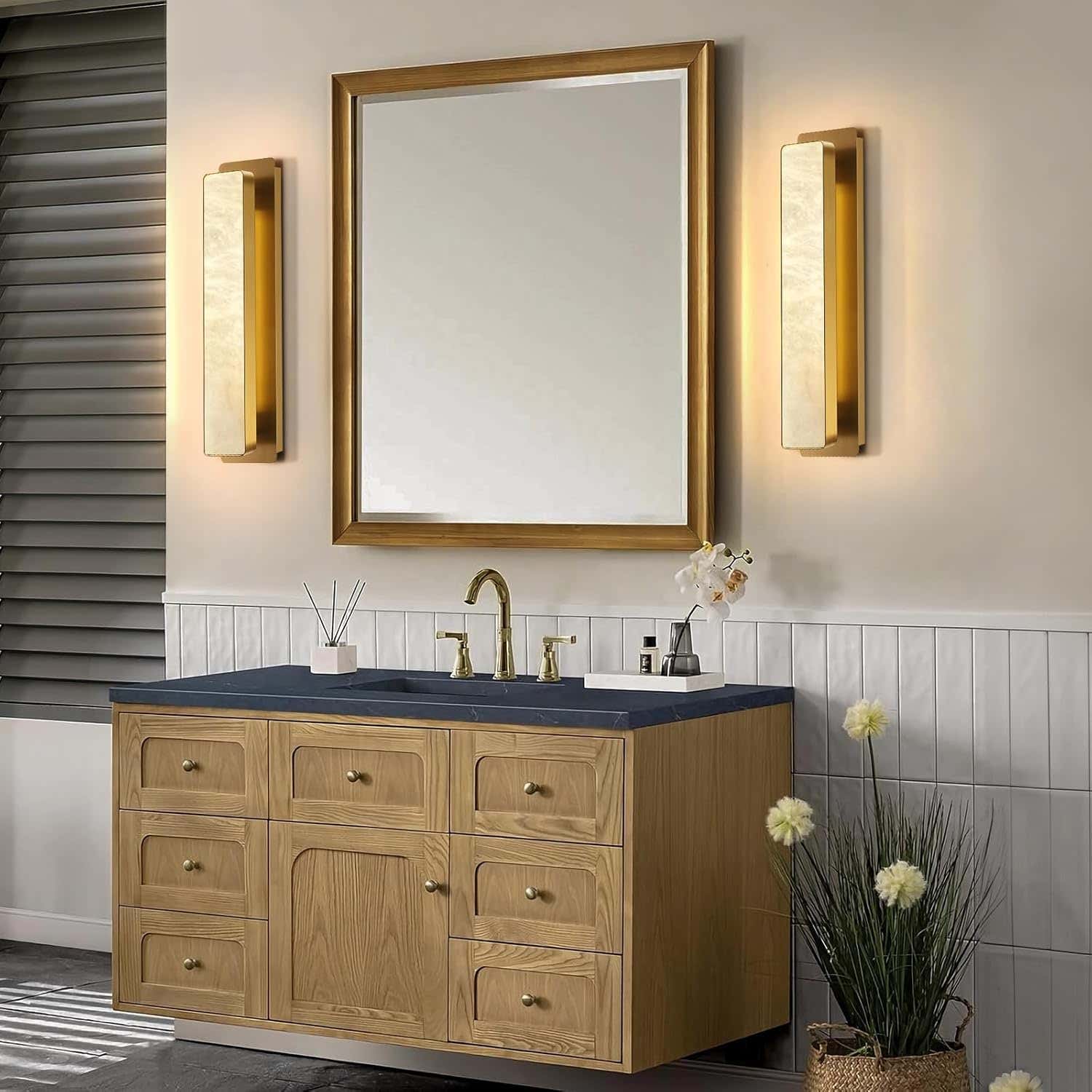 Alabaster Wall Sconces 20" - Fast Delivery-1-Luxehomezone