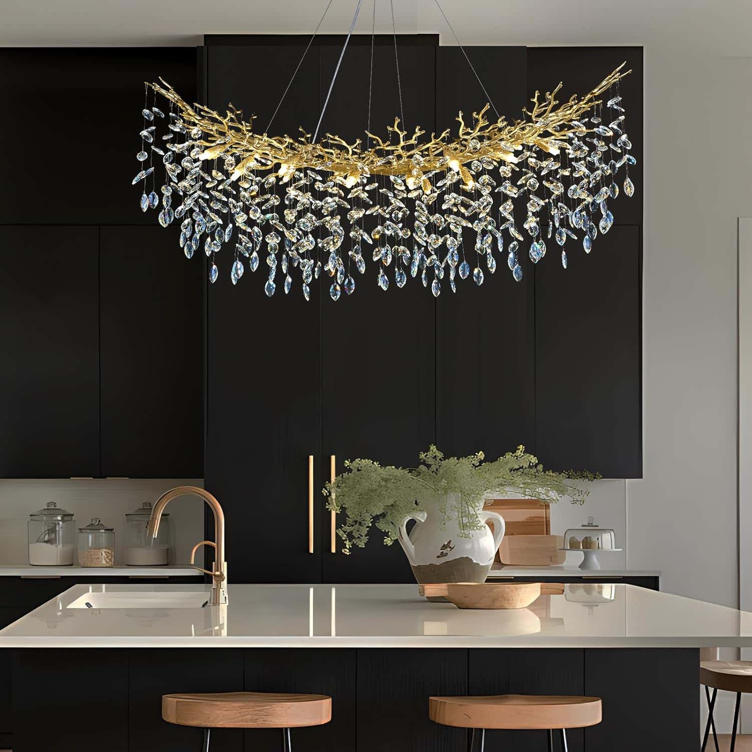 Modern Silver Crystal Glass Tree Branchs Chandelier 55" 72" - Fast Delivery-1-Luxehomezone