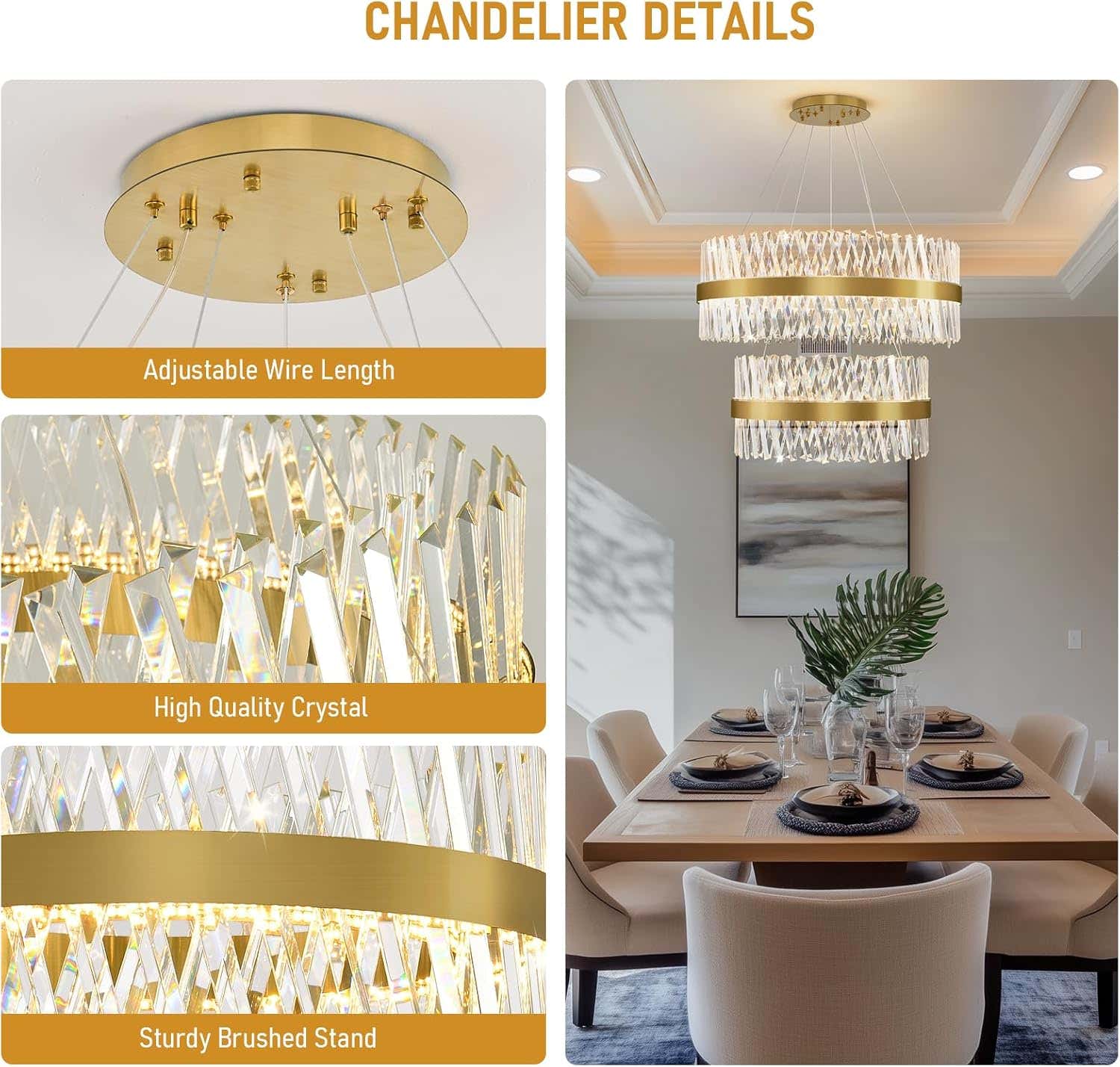 MDEGLYO Modern Crystal Chandelier